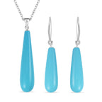 2 Piece Set - Blue Shell Pearl Drop Earring with Hook & Necklace (Size - 20) in Silver Tone 30.00 Ct.