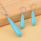 2 Piece Set - Blue Shell Pearl Drop Earring with Hook & Necklace (Size - 20) in Silver Tone 30.00 Ct.