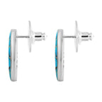 Santa Fe Collection - 2 Piece Set -  Blue Turquoise Pendant and Kokopelli Earring with Plastic Push Back Sterling Silver 12.95 Ct, Silver Wt. 11.50 Gms.