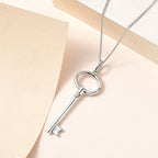 Platinum Overlay Sterling Silver Key Pendant with Chain (Size - 20), Silver Wt. 5.10 Gms
