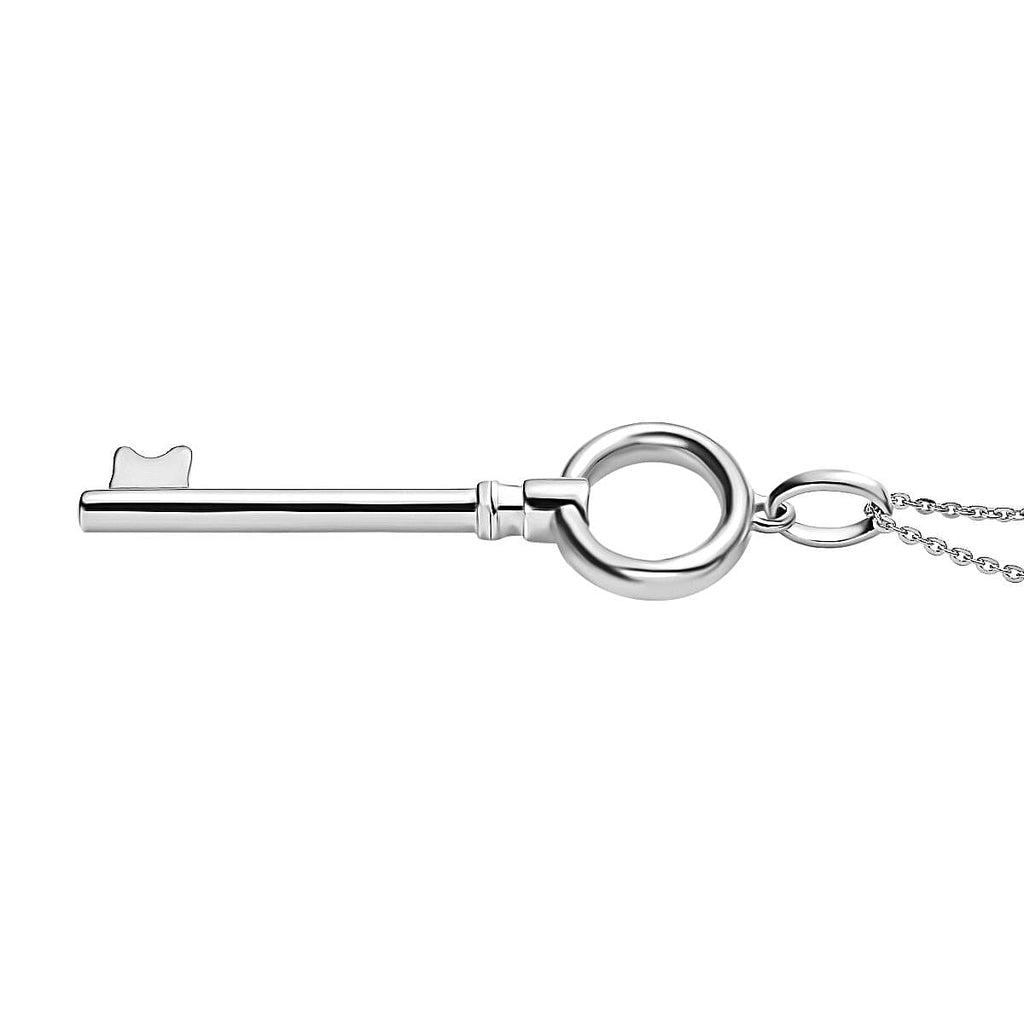 Platinum Overlay Sterling Silver Key Pendant with Chain (Size - 20), Silver Wt. 5.10 Gms