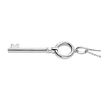 Platinum Overlay Sterling Silver Key Pendant with Chain (Size - 20), Silver Wt. 5.10 Gms