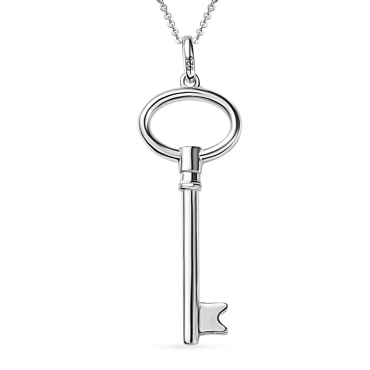 Key Pendant with Chain (Size - 20) in Sterling Silver with Platinum Overlay V32701837 5