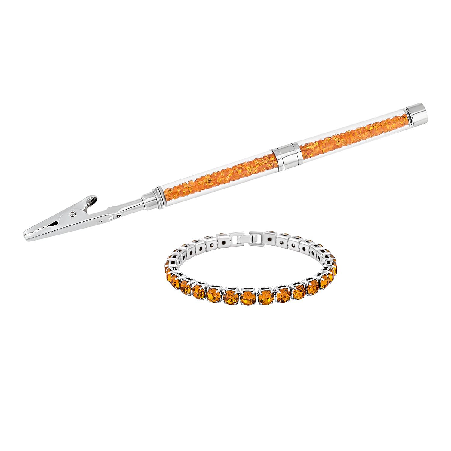 2 Piece Set - Champagne Austrian Crystal Bracelet (Size 7.5 with Bracelet Buddy) 4128244 0