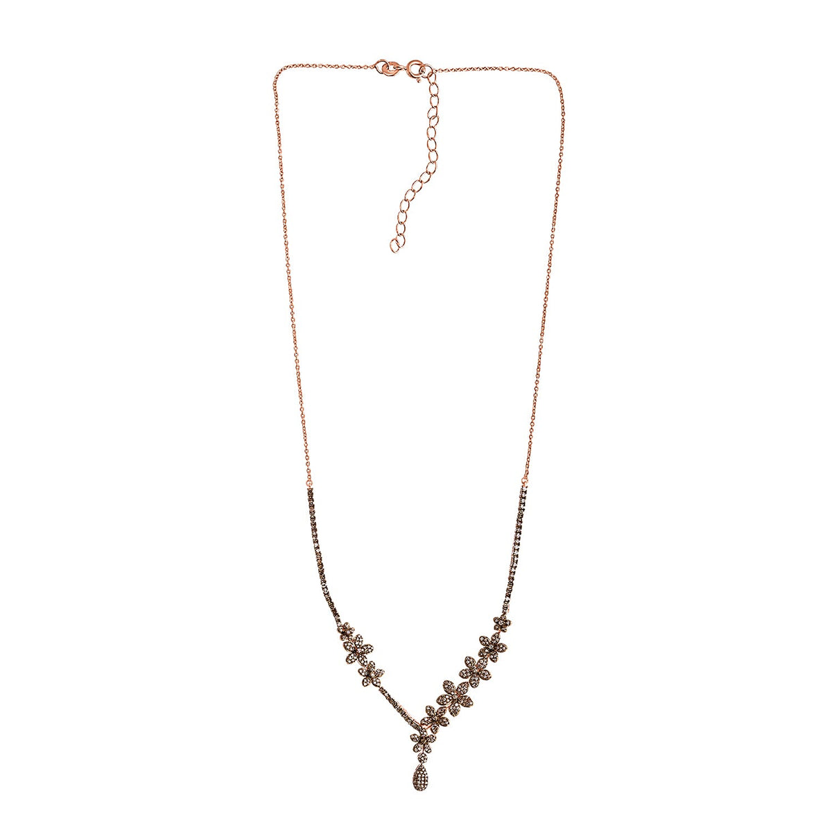2 Piece Set - D'Joy Champagne Diamond Necklace (Size 21.50) &amp; Push Post Earring in Vermeil Rose Gold Plated Sterling Silver 2.21 Ct, Silver Wt. 14.80 Gms. 4340434 1