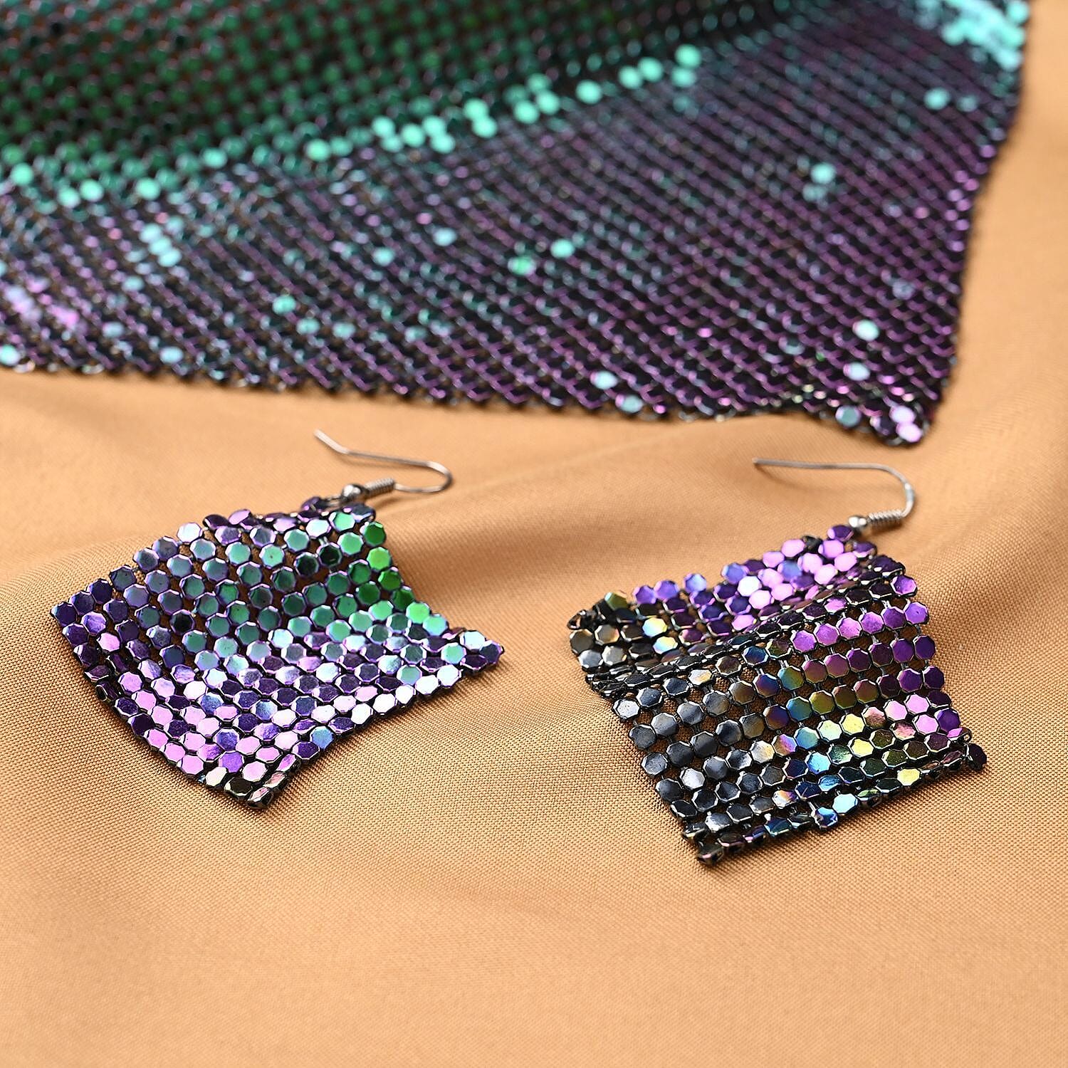 2 Piece Set - Collar Necklace (Size 20 with 4 Inch Extender) and Hook Earrings in Multicolour Tone 4053603 2