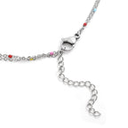 2 Piece Set - Cross Enamelled Necklace (Size 20 With 2 Inch Extender) and Earrings (With Push Back) in Silver Tone