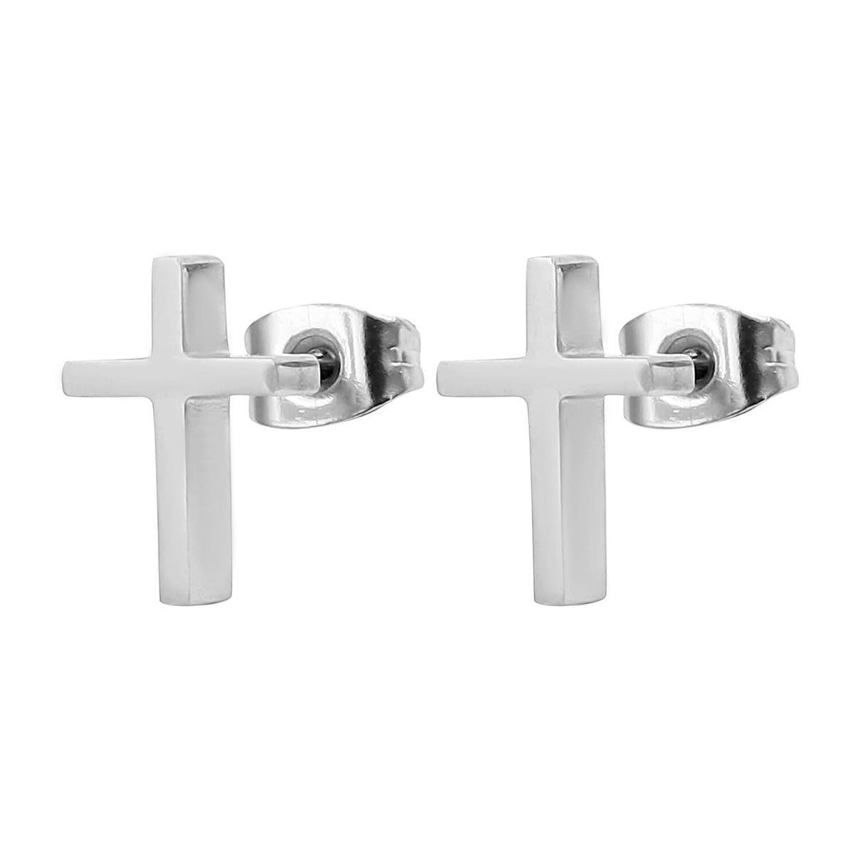 2 Piece Set - Cross Enamelled Necklace Size 20 with 2 inch Extender and Earrings in Silver Tone 3866437 7