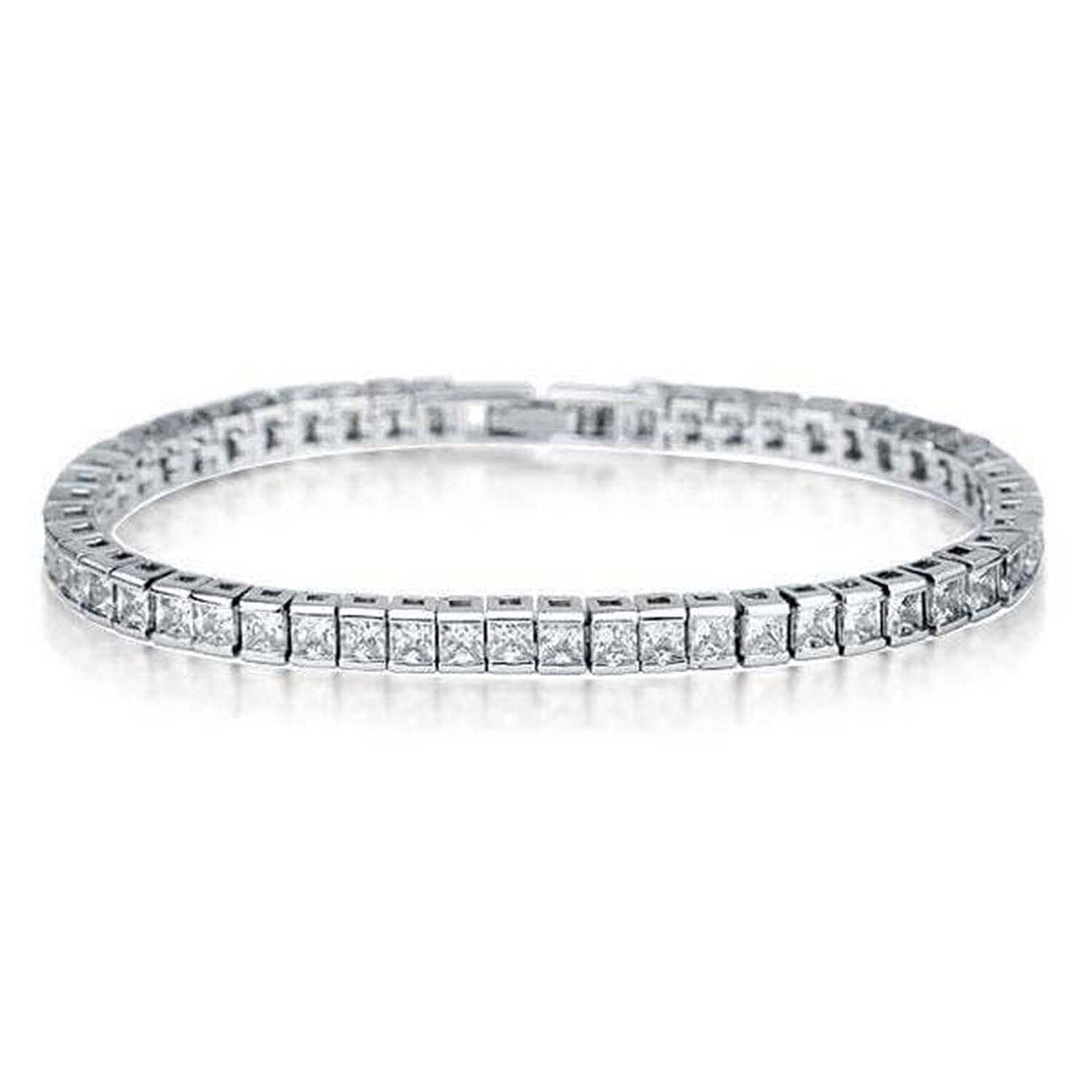 NY Close Out Deal- 2 Piece Set - Cubic Zirconia Bracelet and Earrings in Silver Tone (Size 7.5) 1.20 Ct 4327452 1