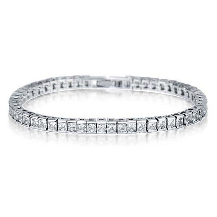 NY Close Out Deal- 2 Piece Set - Cubic Zirconia Bracelet and Earrings in Silver Tone (Size 7.5) 1.20 Ct 4327452 2