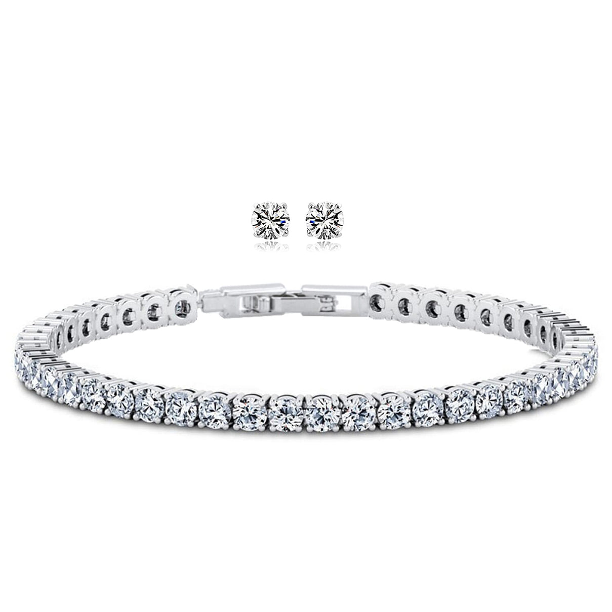 2 Piece Set - Cubic Zirconia Bracelet (Size - 7.5) and Push Back Earring 4446881 0
