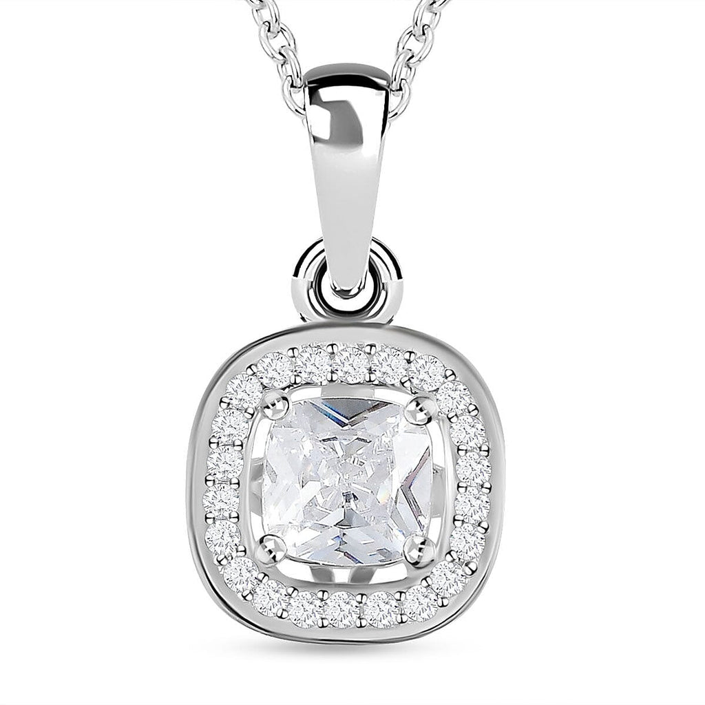 Cubic Zirconia Pendant with Chain in Sterling Silver