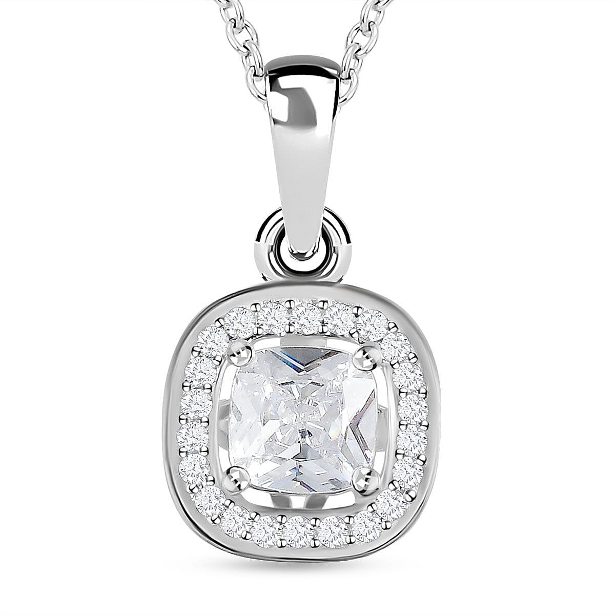 Cubic Zirconia Pendant with Chain in Sterling Silver 4188904 0