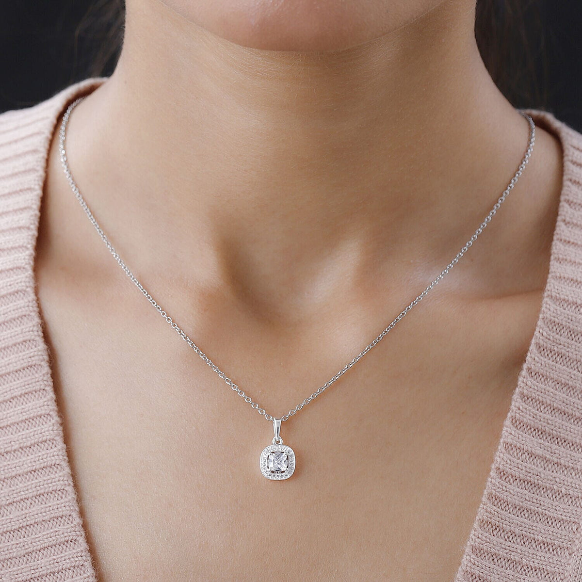 Cubic Zirconia Pendant with Chain in Sterling Silver 4188904 2