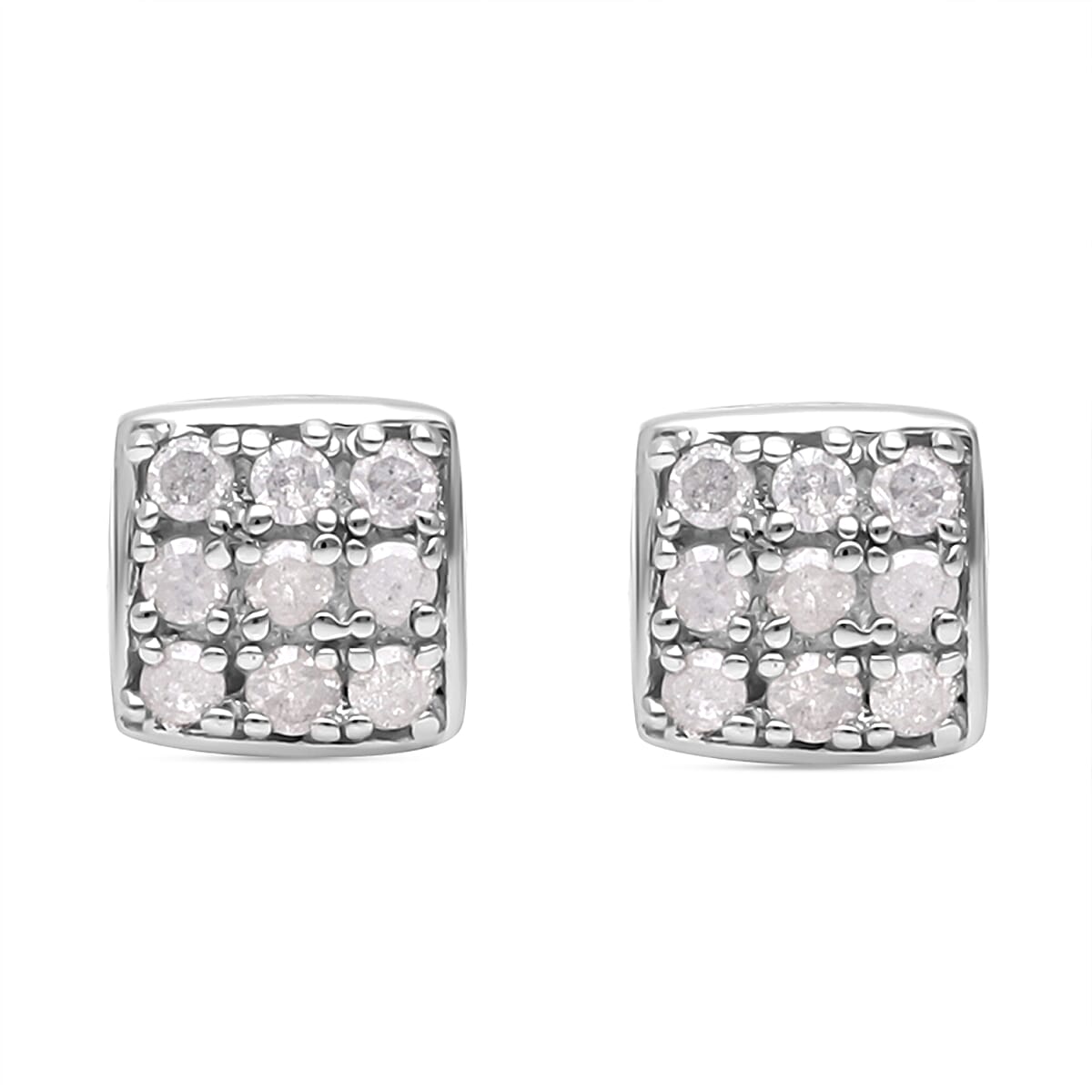 2 Piece Set - Diamond Earrings &amp; Pendant with Chain (Size 18) in Platinum Overlay Sterling Silver 4212898 0