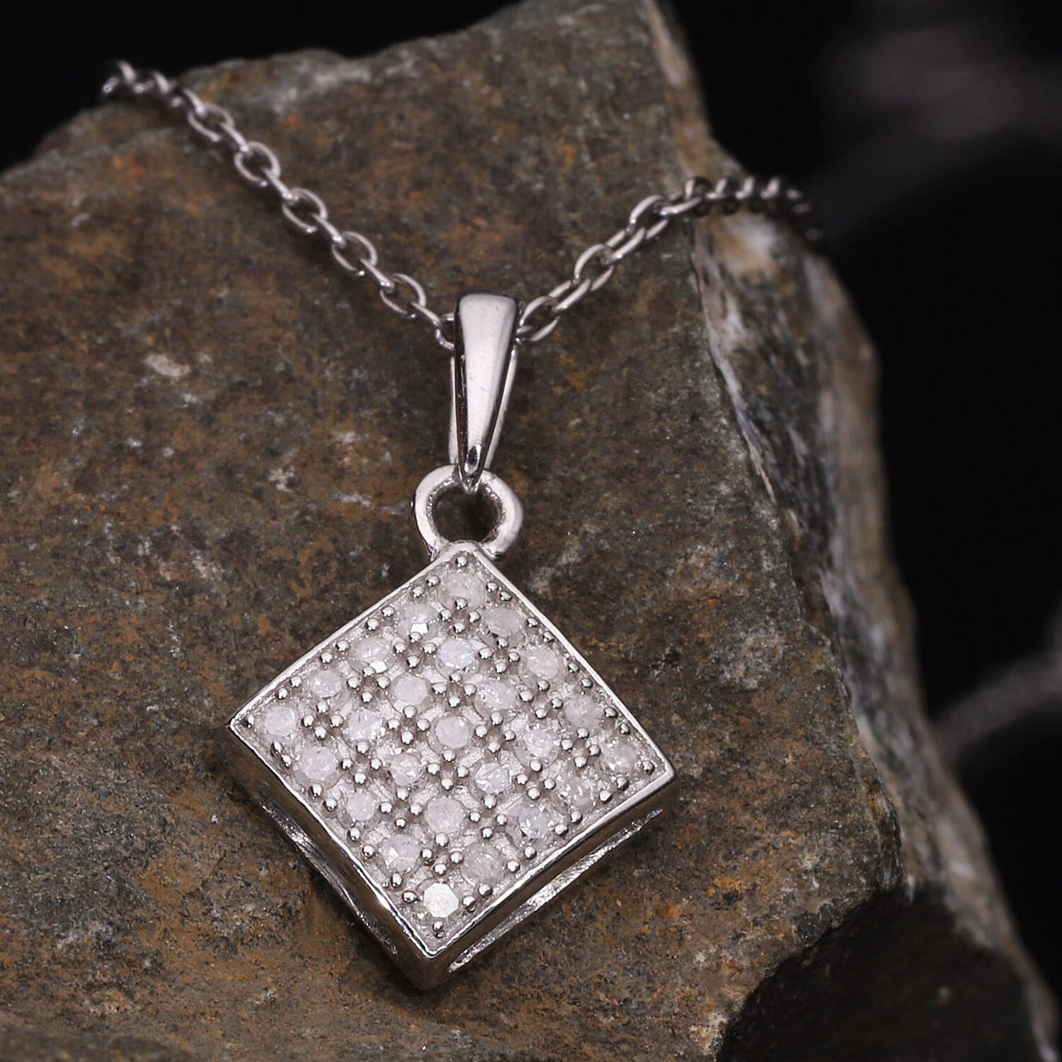 2 Piece Set - Diamond Earrings &amp; Pendant with Chain (Size 18) in Platinum Overlay Sterling Silver 4212898 2