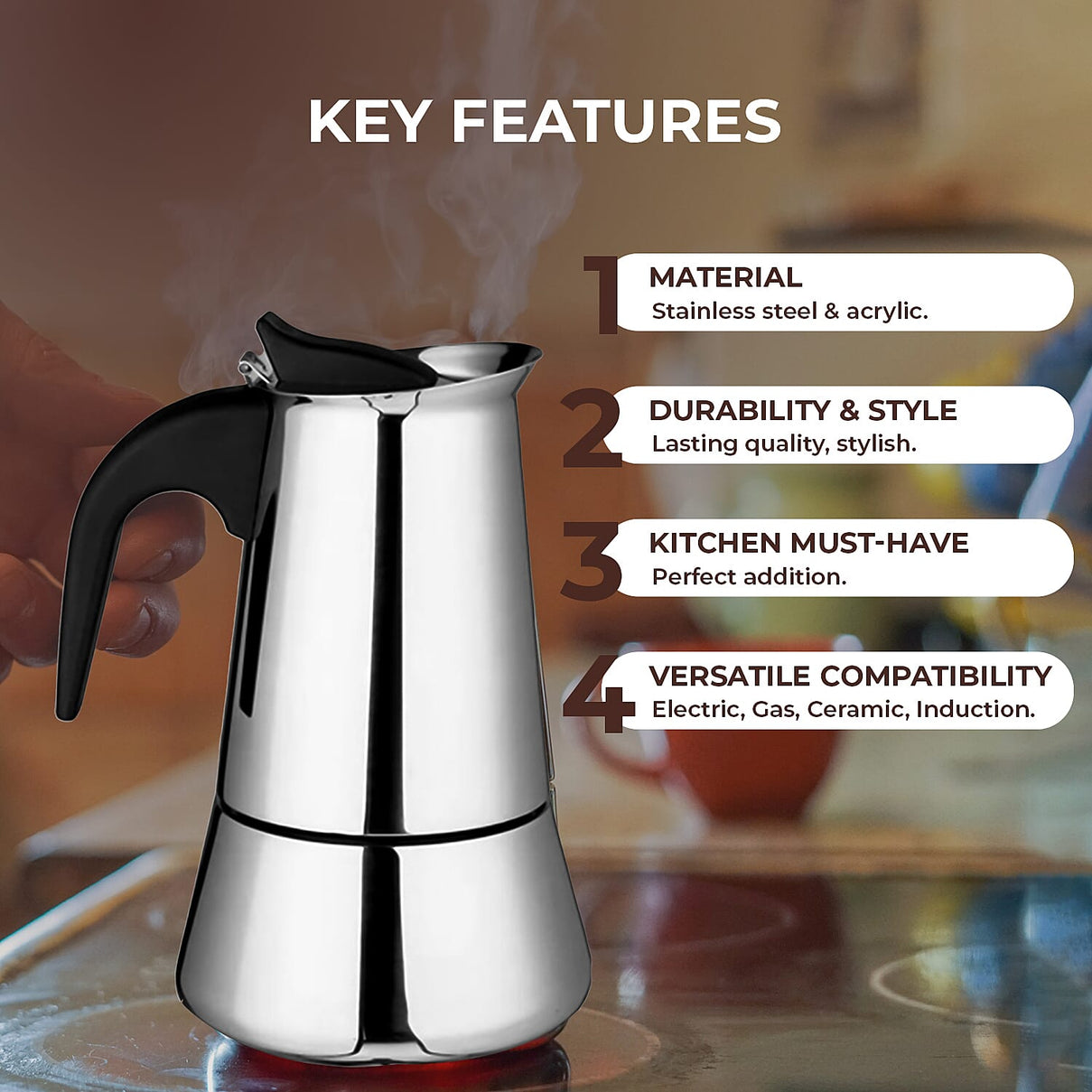 2 Piece Set - Espresso Maker 9 Cup and Adjustable Grinder 7594315 4