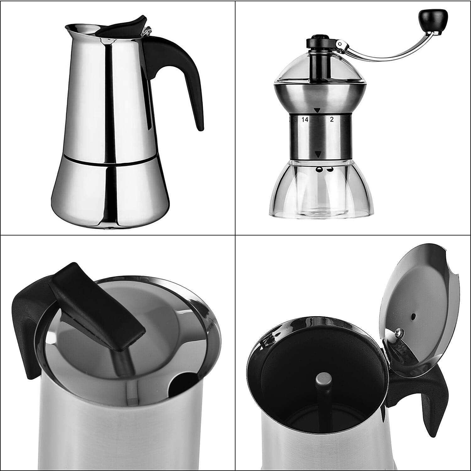 2 Piece Set - Espresso Maker 9 Cup and Adjustable Grinder 7594315 5