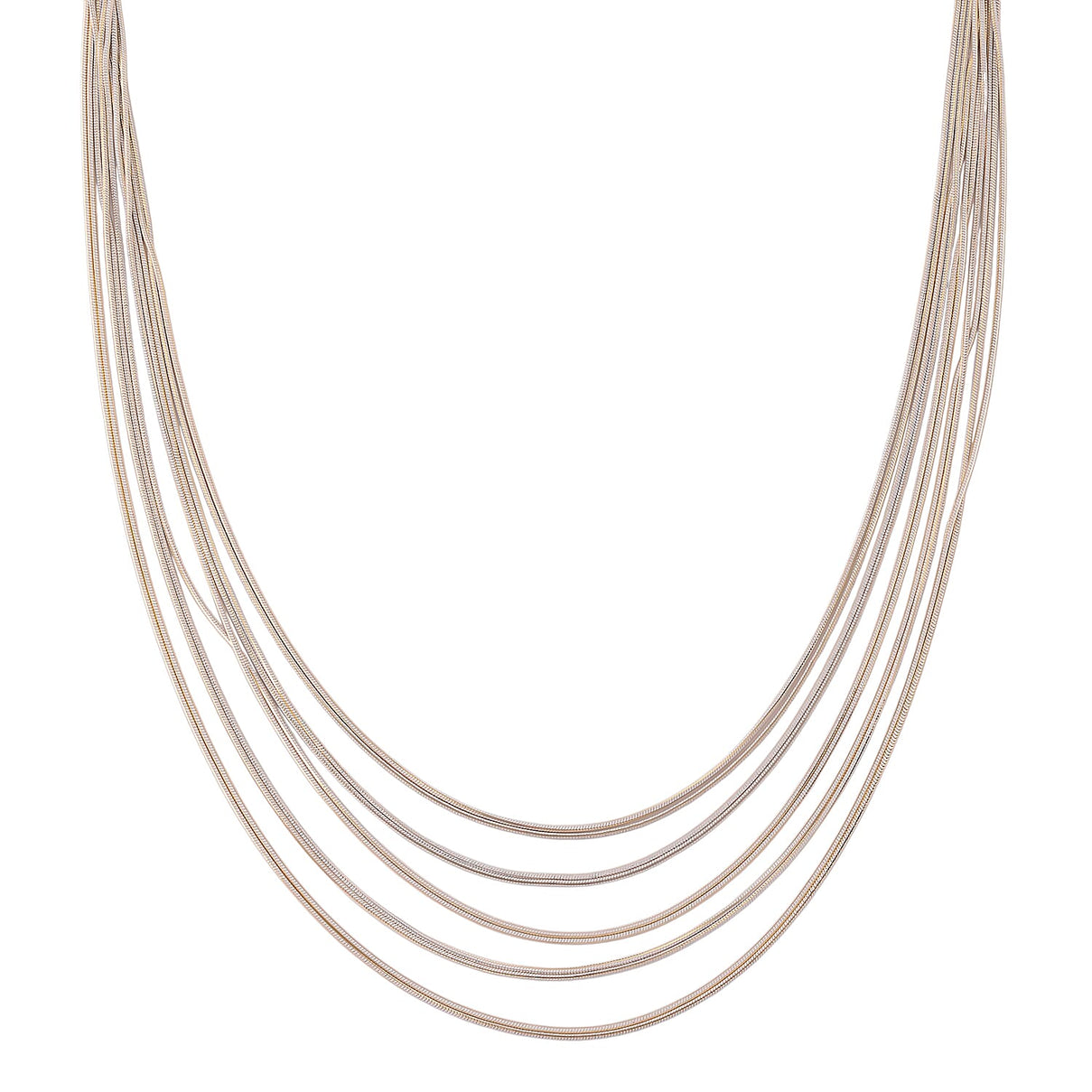 Set of 2 - Silver-Plated Twisted Strand Bracelet (Size - 7+2 Ext) &amp; Necklace (18+2 Ext) with Gold Plated Clasp V32527862 3