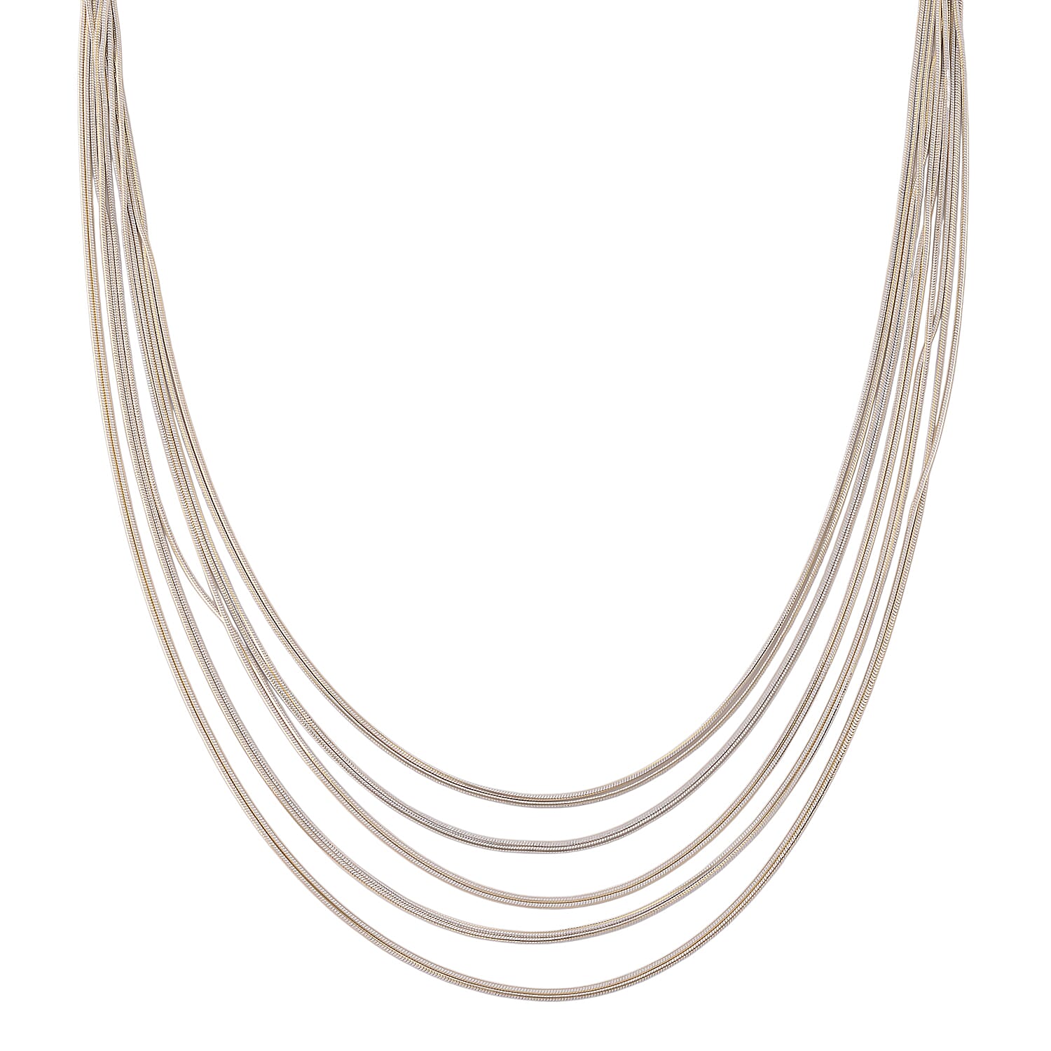 Set of 2 - Silver-Plated Twisted Strand Bracelet (Size - 7+2 Ext) &amp; Necklace (18+2 Ext) with Gold Plated Clasp V32527862 3