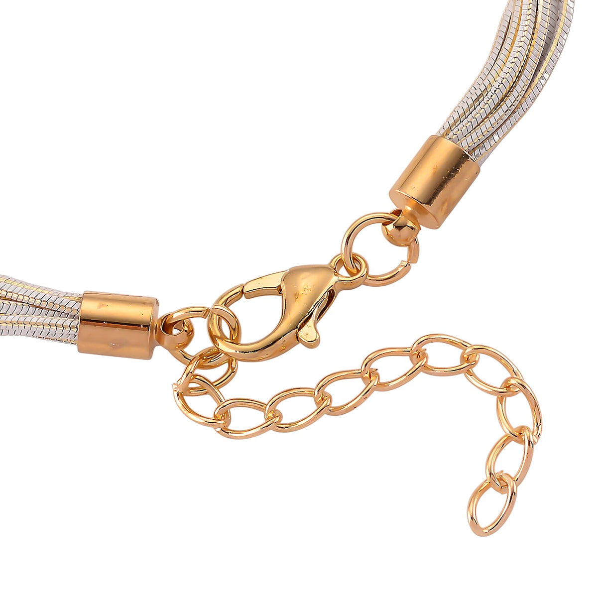 Set of 2 - Silver-Plated Twisted Strand Bracelet (Size - 7+2 Ext) &amp; Necklace (18+2 Ext) with Gold Plated Clasp V32527862 5