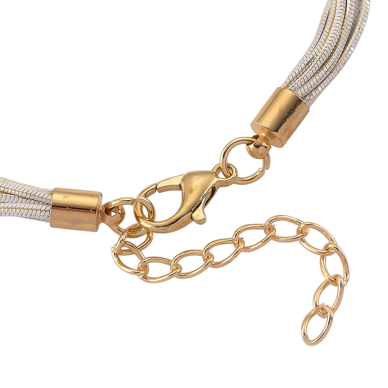 Set of 2 - Silver-Plated Twisted Strand Bracelet (Size - 7+2 Ext) &amp; Necklace (18+2 Ext) with Gold Plated Clasp V32527862 5