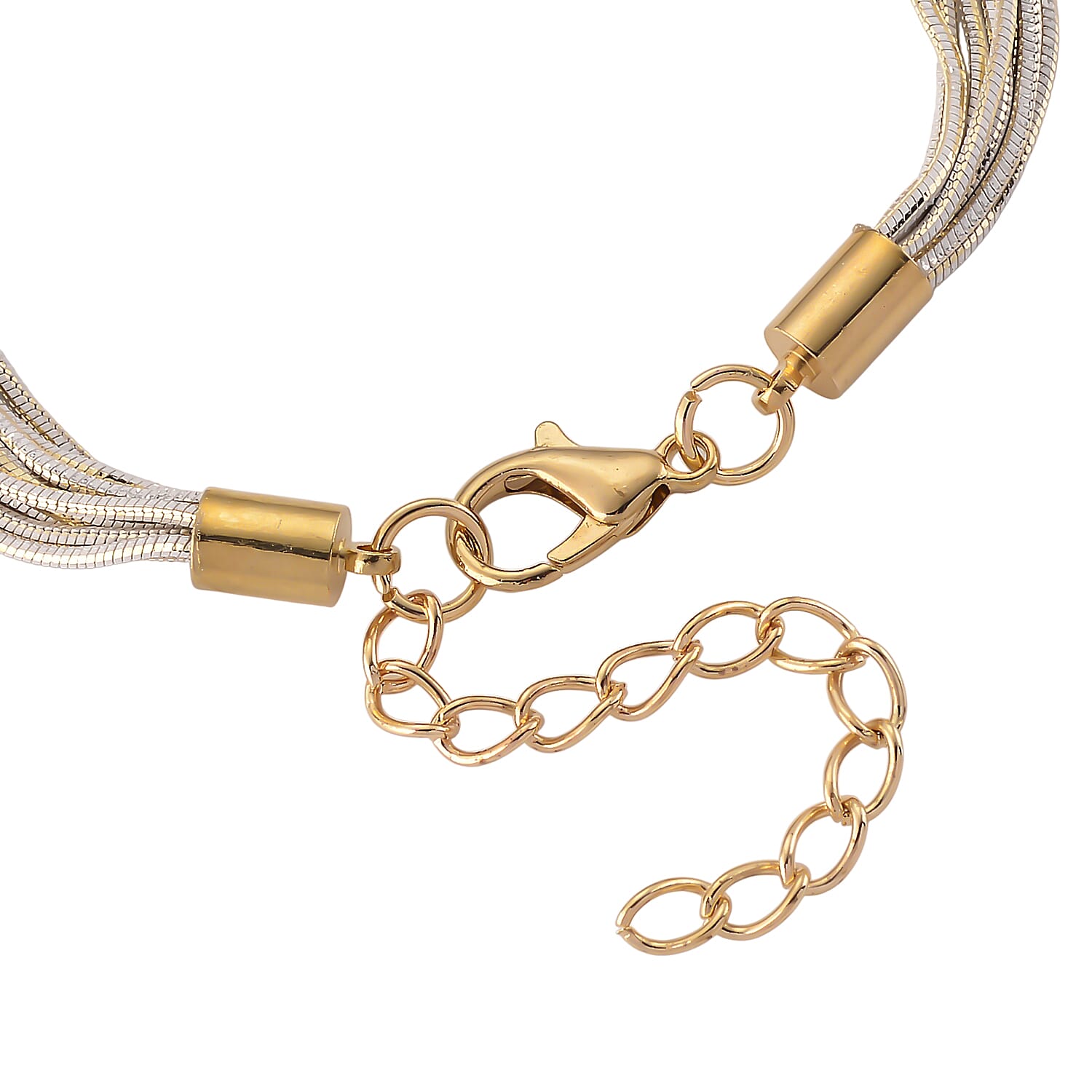 Set of 2 - Silver-Plated Twisted Strand Bracelet (Size - 7+2 Ext) &amp; Necklace (18+2 Ext) with Gold Plated Clasp V32527862 8