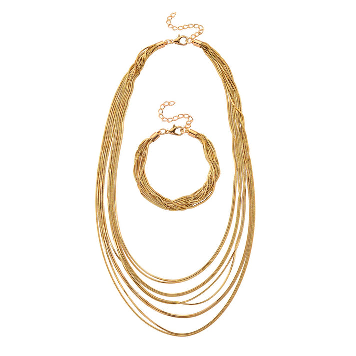 Set of 2 - Twisted Strand Bracelet (Size - 7+2 Ext) &amp; Necklace (18+2 Ext) in Yellow Gold Tone 4444241 1
