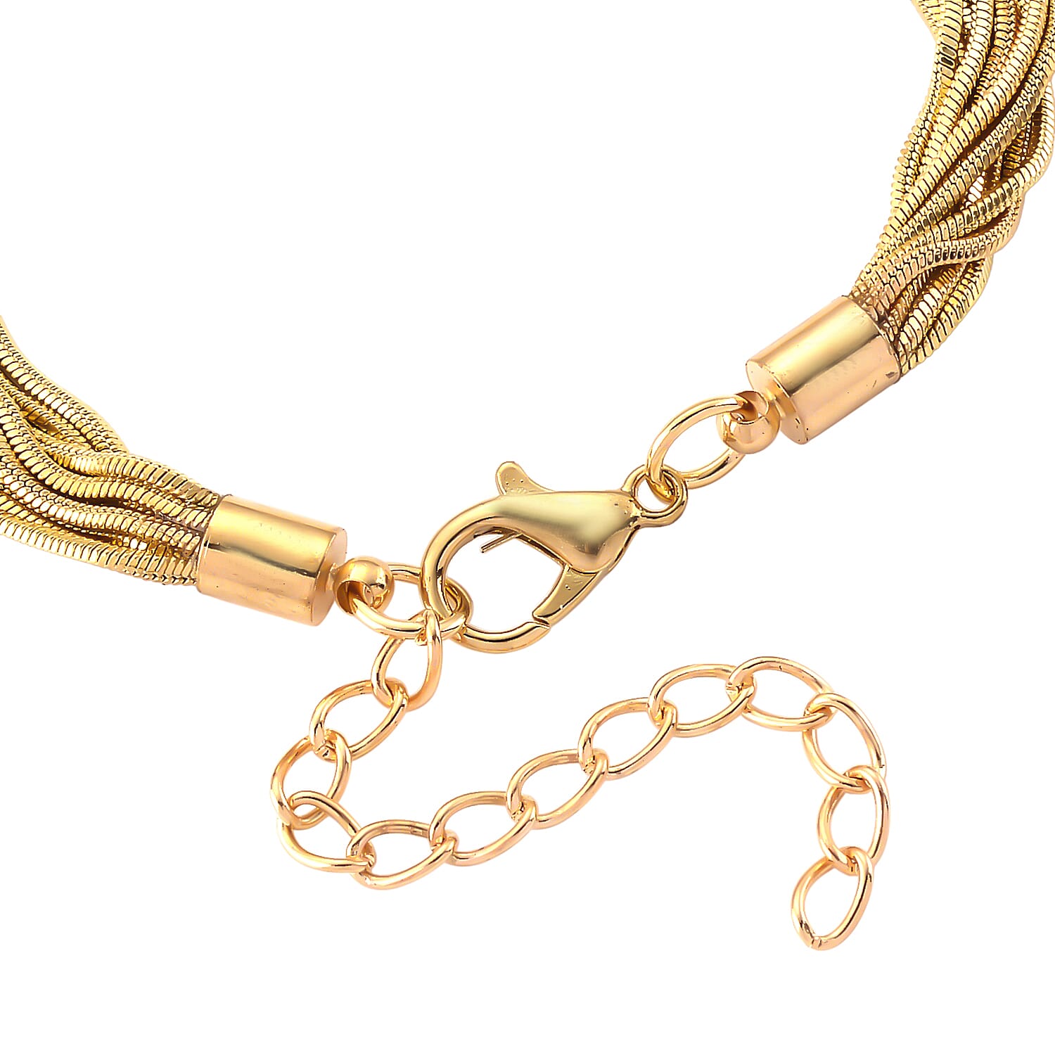 Set of 2 - Twisted Strand Bracelet (Size - 7-2 Ext) &amp; Necklace (18-2 Ext) in Yellow Gold Tone 4444241 8