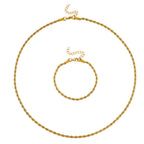 Set of 2 - Rope Chain Bracelet (Size - 8.5-2 Ext) & Necklace (Size - 24)