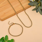 Set of 2 - Rope Chain Bracelet (Size - 8.5-2 Ext) & Necklace (Size - 24)