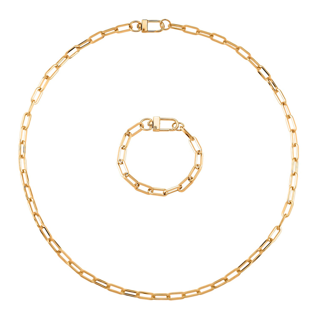 2 Piece Set - Chain Link Necklace (Size 30) &amp; Bracelet (Size 8) in Yellow Gold Plated 4423747 0