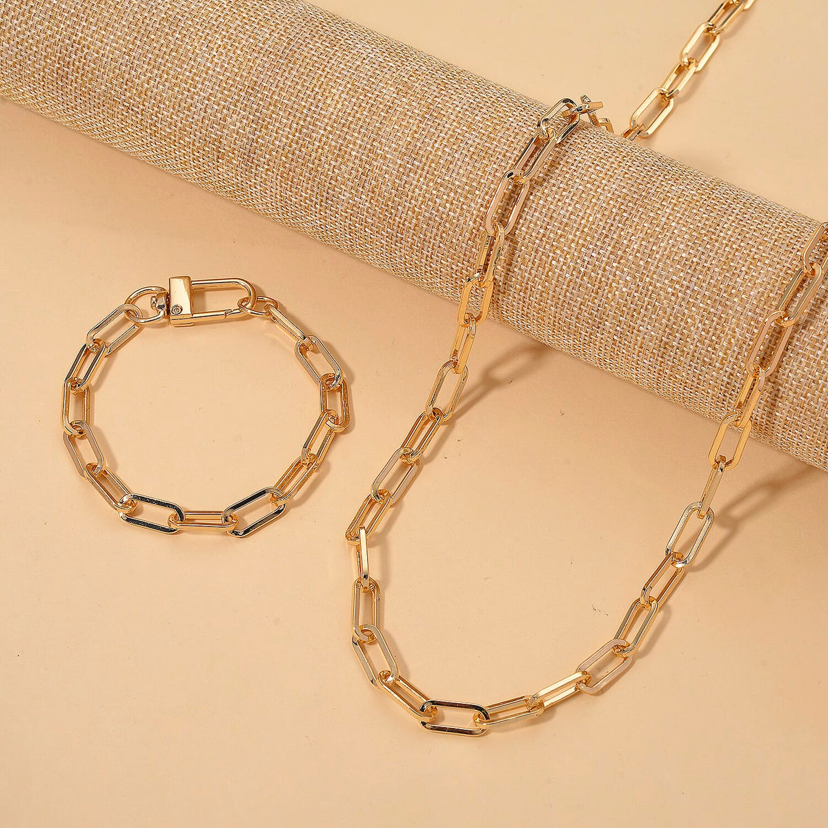 2 Piece Set - Chain Link Necklace (Size 30) &amp; Bracelet (Size 8) in Yellow Gold Plated 4423747 2