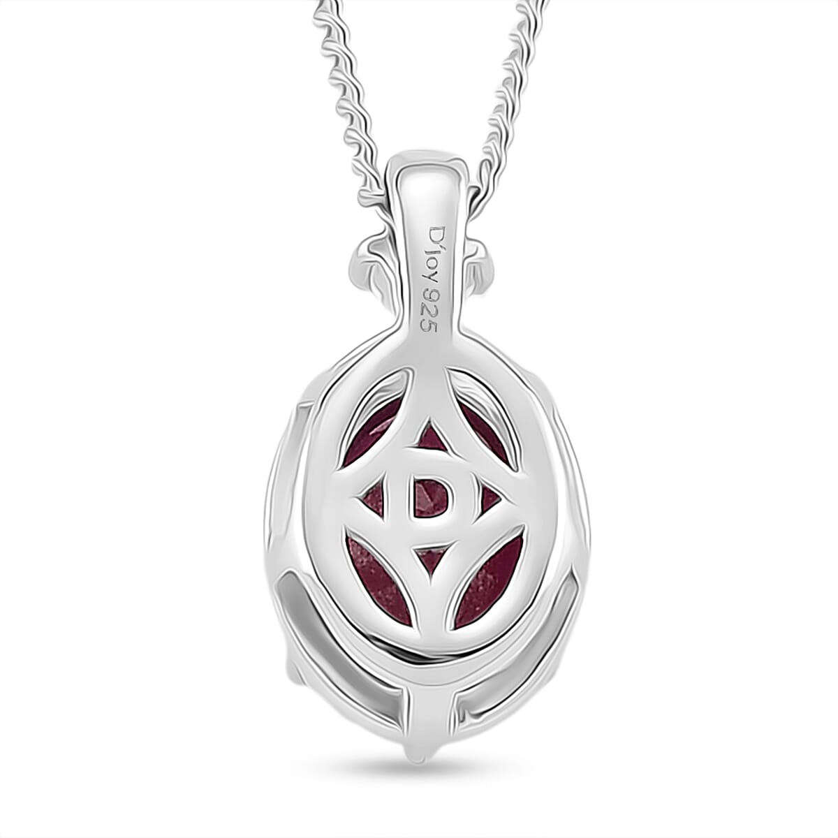 2 Piece Set -  D'Joy Fissure Filled Ruby &amp; Moissanite Earring and Pendant with Chain (Size - 18) in Rhodium Overlay Sterling Silver 3.55 Ct. 4434948 5