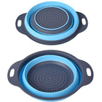2 Piece Set- Foldable Strainer (Large 29x24x10cm, Small 24x20x8cm) - Blue
