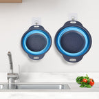 2 Piece Set- Foldable Strainer (Large 29x24x10cm, Small 24x20x8cm) - Blue