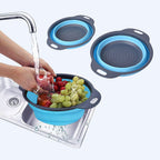 2 Piece Set- Foldable Strainer (Large 29x24x10cm, Small 24x20x8cm) - Blue