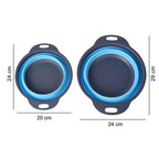 2 Piece Set- Foldable Strainer (Large 29x24x10cm, Small 24x20x8cm) - Blue