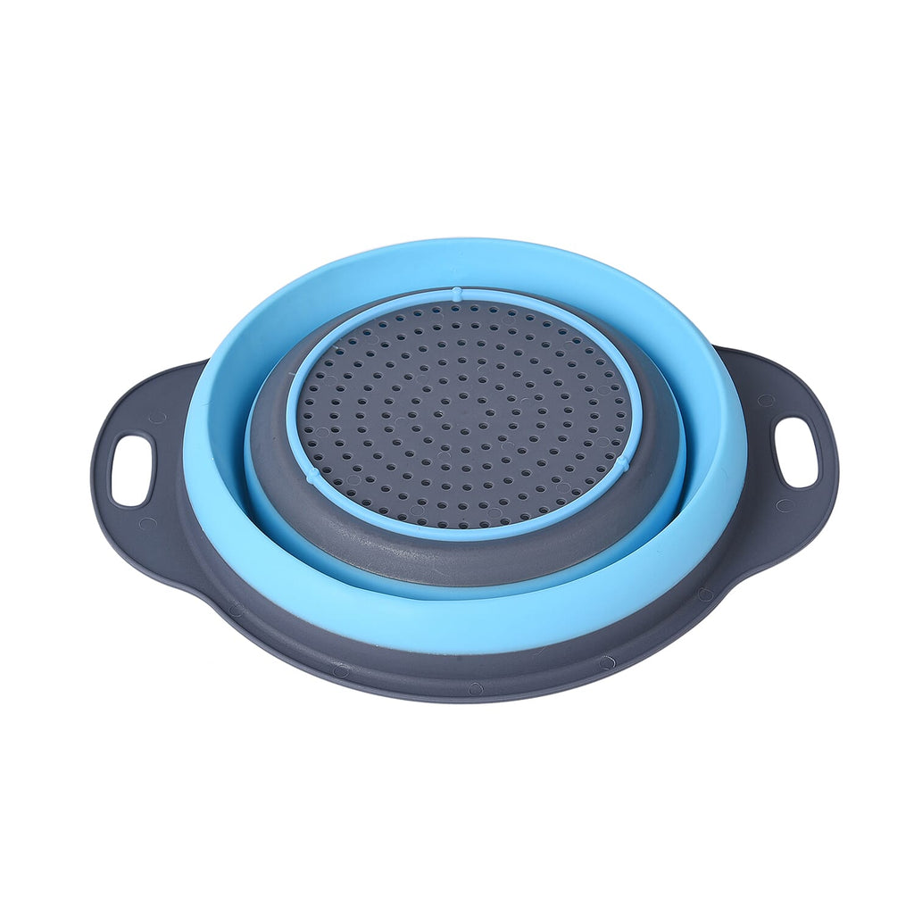 2 Piece Set- Foldable Strainer (Large 29x24x10cm, Small 24x20x8cm) - Blue