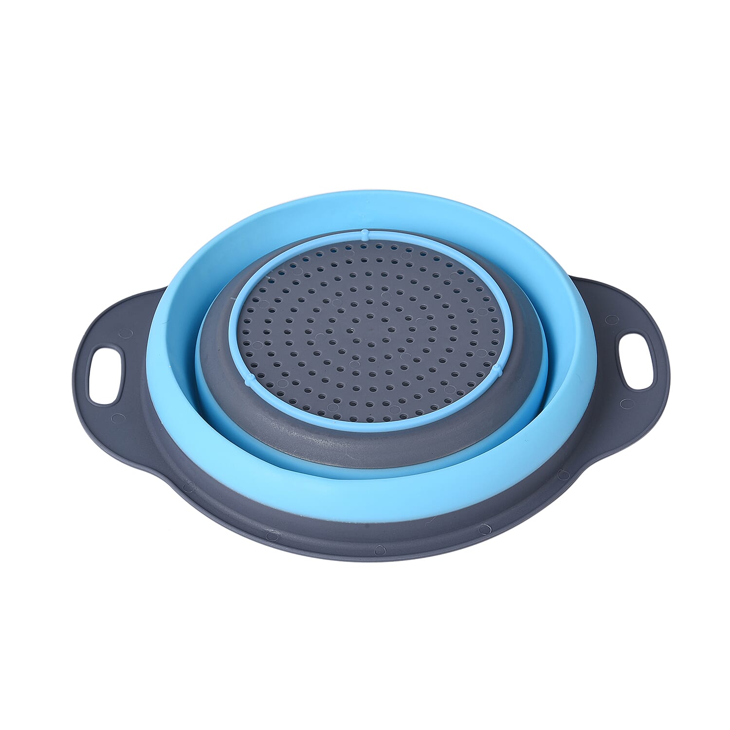 2 Piece Set - Foldable Silicone Kitchen Bowl Strainer - Blue and Grey 6296523 5