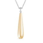 2 Piece Set - Golden Shell Pear Drop Earring with Hook & Necklace (Size - 20) in Silver Tone 30.00 Ct.