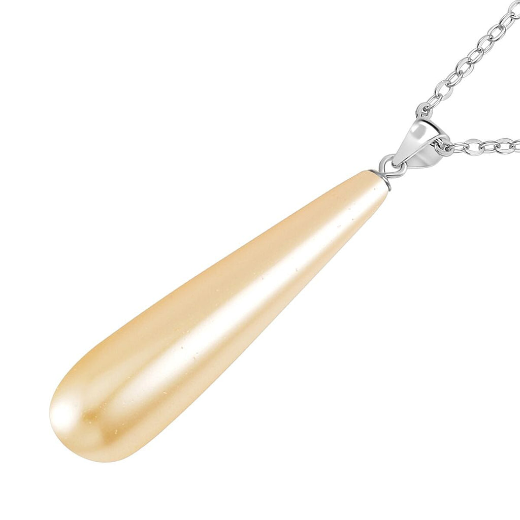 2 Piece Set - Golden Shell Pear Drop Earring with Hook & Necklace (Size - 20) in Silver Tone 30.00 Ct.