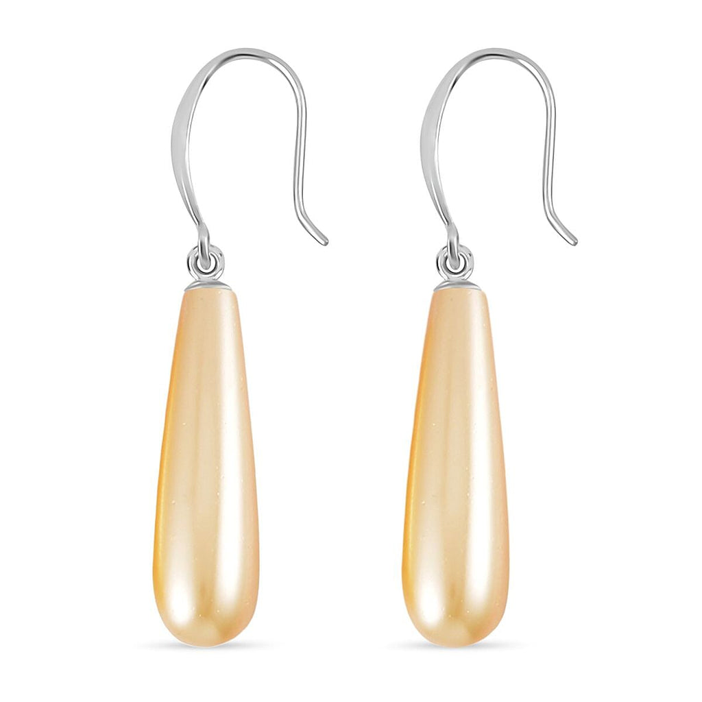 2 Piece Set - Golden Shell Pear Drop Earring with Hook & Necklace (Size - 20) in Silver Tone 30.00 Ct.