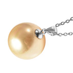 2 Piece Set - Golden Shell Pearl Pendant with Chain (Size 20) and Earrings