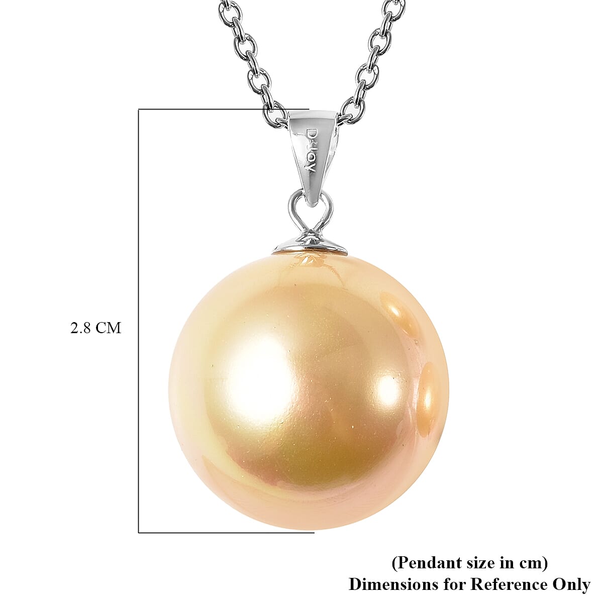 2 Piece Set - Golden Shell Pearl Pendant with Chain Size 20 and Earrings in Silver Tone 4047995 4