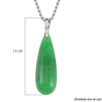 2 Piece Set - Green Jadeite Jade Earrings & Pendant with Chain (Size 20) in Rhodium Overlay Sterling Silver 69.90 Ct.