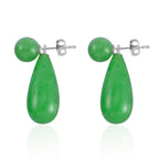 2 Piece Set - Green Jadeite Jade Earrings & Pendant with Chain (Size 20) in Rhodium Overlay Sterling Silver 69.90 Ct.