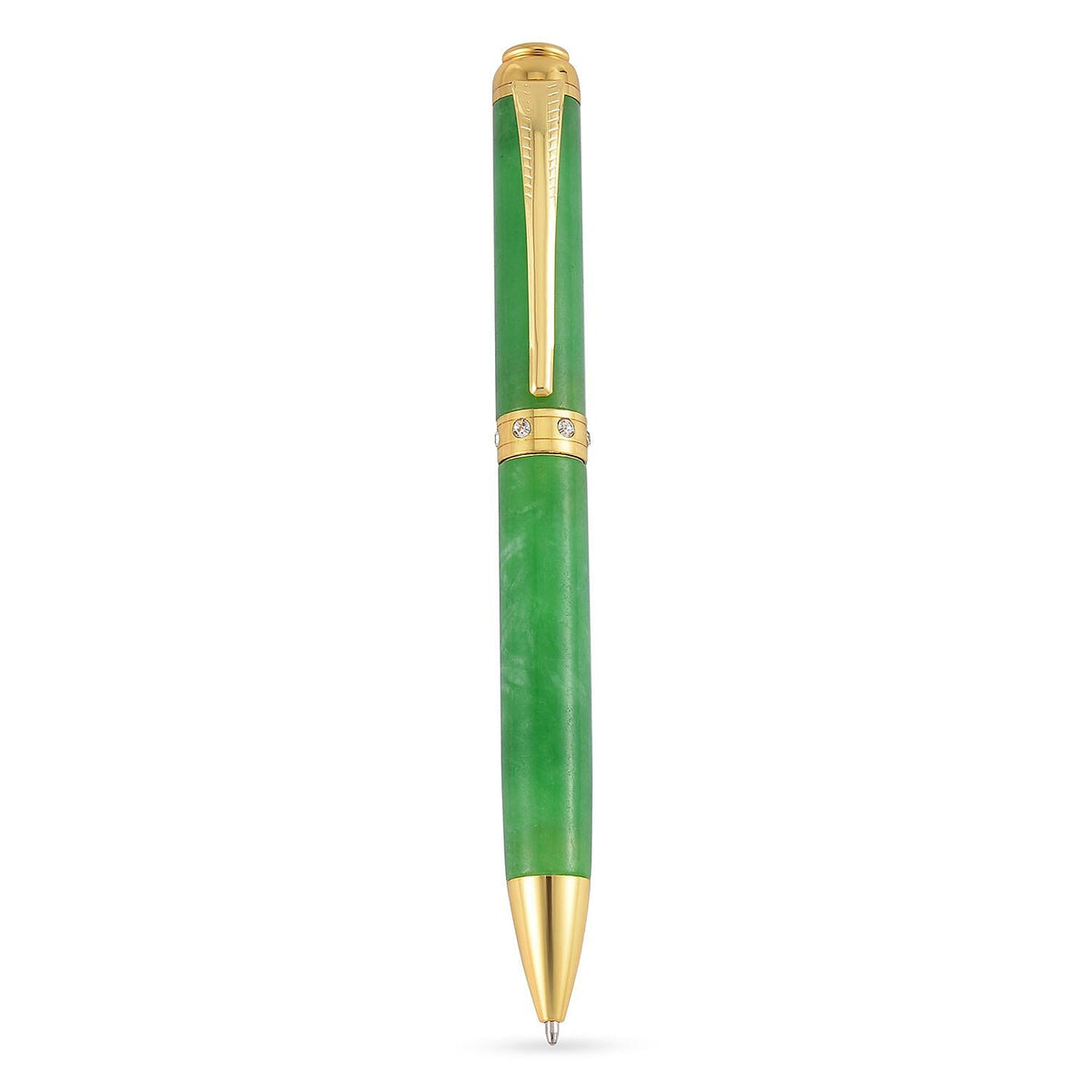 2 Piece Set - Rare Green Jade Ball Point Pen and Stretchable Bracelet (Size 6.5-7) 4239556 5