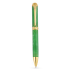 2 Piece Set - Rare Green Jade Ball Point Pen and Stretchable Bracelet (Size 6.5-7)
