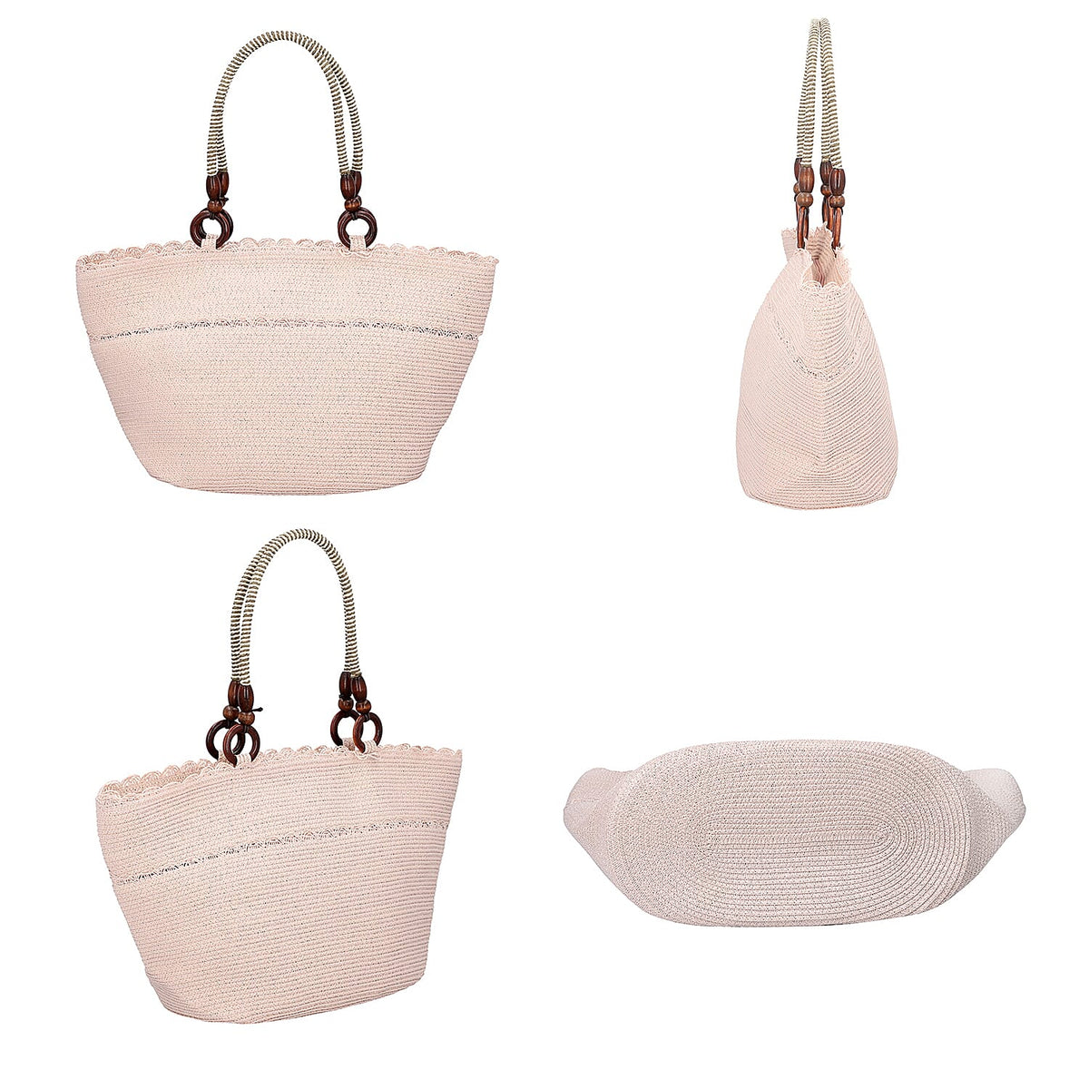2 Piece Set - Handbag with Matching Hat Tote Bag and Zipper Closure - Dusty Pink 6277094 3